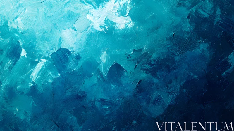 Abstract Blue Brushstroke Painting with Textured Impressionist Style.