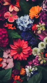 Rainbow Petals Tangle Against Mysterious Shadows