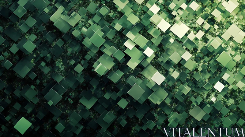 3D Green Geometric Cubes Abstract Background with Modern Style.