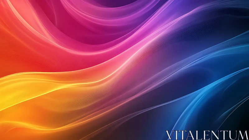 Chromatic light waves in flowing gradient ribbon abstraction.