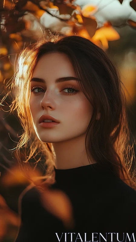 Soft autumn portrait captures calm beauty in golden light