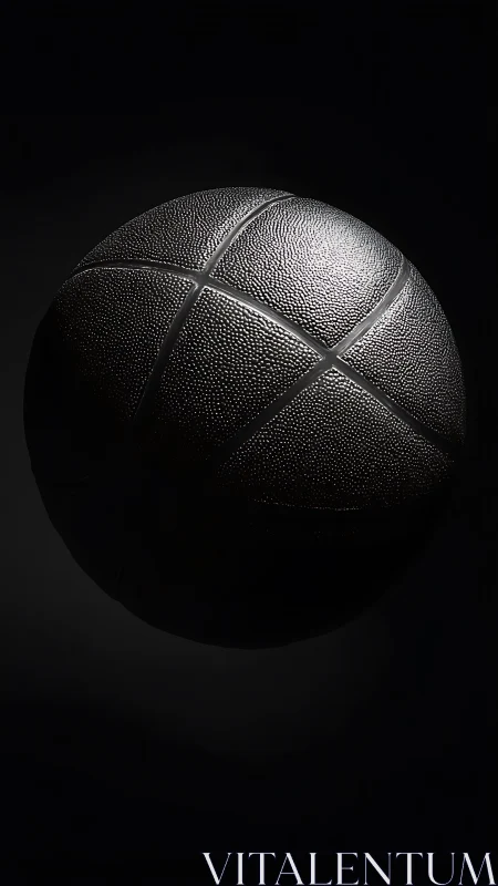 Monochrome close-up of basketball under directional light.