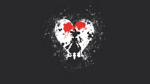 Silhouette Figure Within Shattered Heart Composition