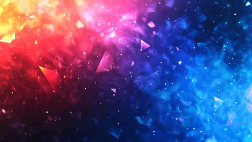 Abstract Colorful Crystal Fragments in Vivid Digital Art Style.