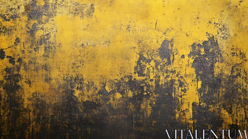 Rusty yellow painted metal surface shows peeling dark areas