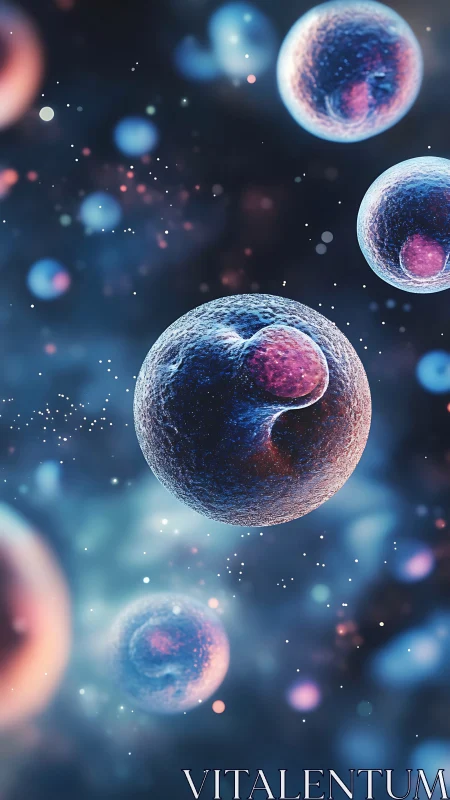 Digital visualization shows multiple semi-translucent cells in space