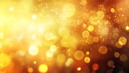 Golden bokeh light field with soft abstract particle glow.