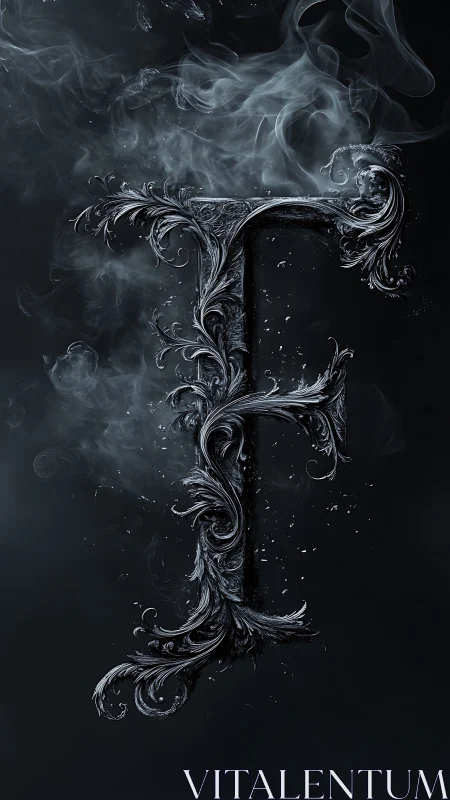 Whispered smoke curling around a gothic letter F.