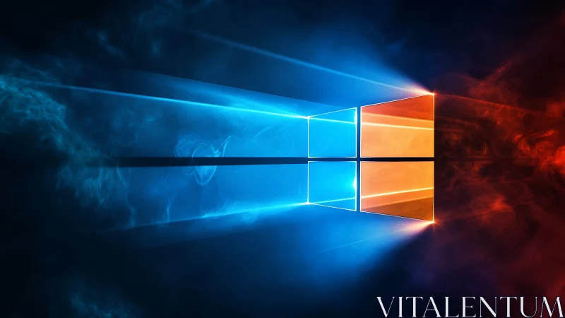 Glow of color and light through a futuristic digital window.