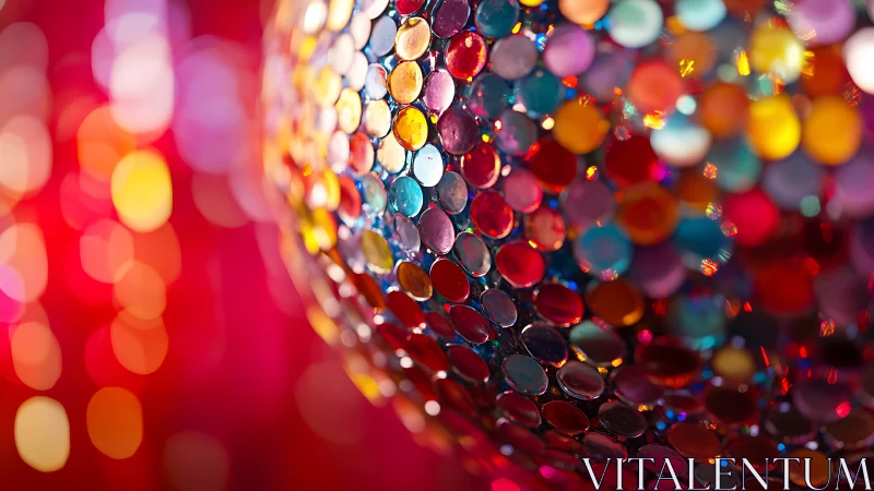 Macro optical study of sequin sphere with saturated bokeh field.