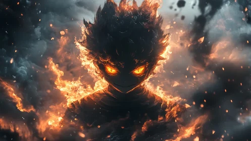 Flame-eyed trickster quietly forges a body from molten dusk