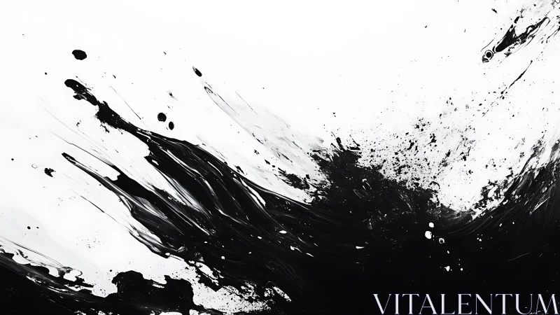 Bold black ink explodes across crisp white negative space
