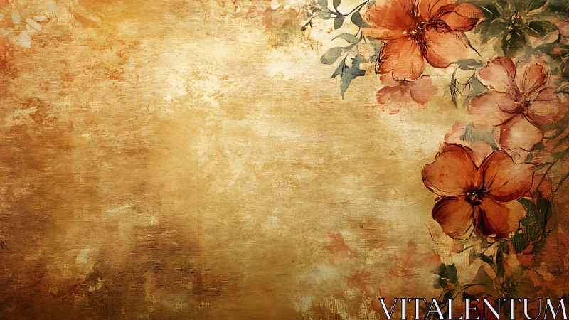 Warm vintage floral background with softly glowing blooms.