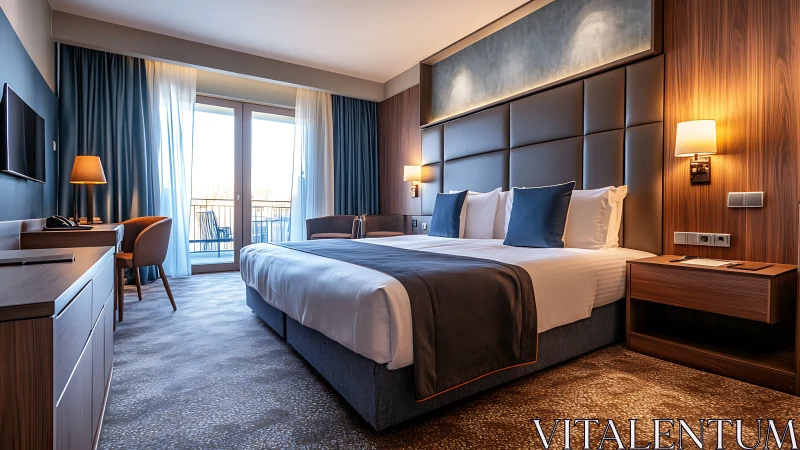 Sunlit hotel sanctuary with soft bedding and balcony view.