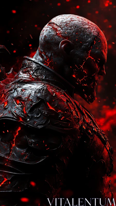 Volcanic war sentinel with fissured armor in ember bloom.