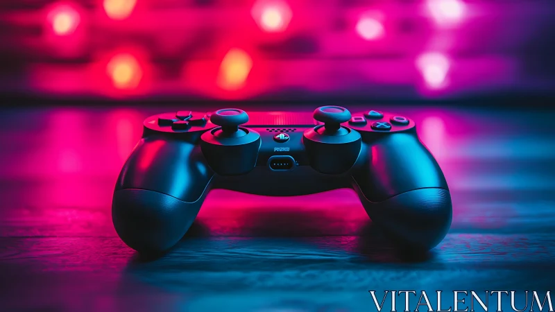 Gaming Controller in Neon Light Environment.