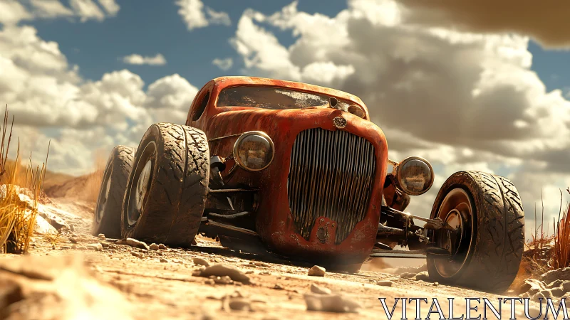 Sunbaked desert hot rod resting under big summer skies.