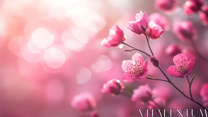 Pink Blossoms with Layered Depth of Field and Bokeh Optical Effects.