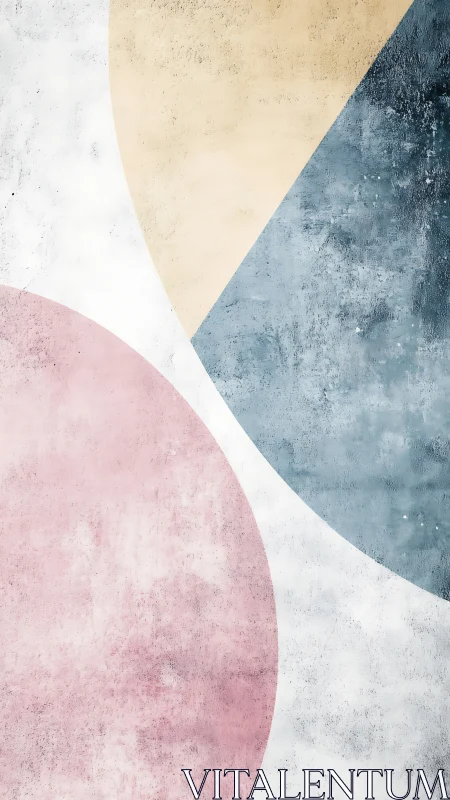 Textured pastel geometric sectors with distressed surface finish.