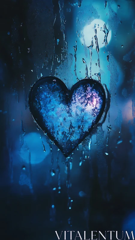 Crystalline Heart Suspended in Luminescent Aquatic Atmosphere