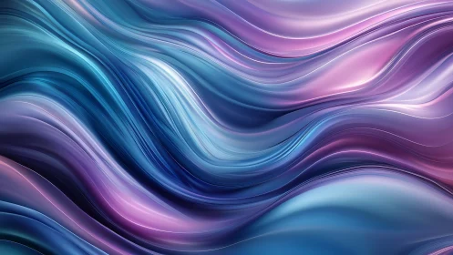 Iridescent liquid waves with flowing teal and violet bands.