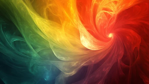 Radiant multicolor energy vortex twists across dark space