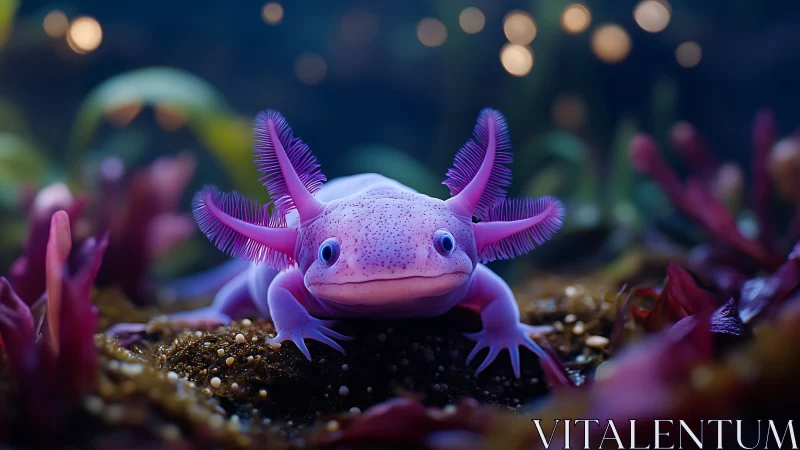 Bubble-bright axolotl prince under neon kelp lanterns.