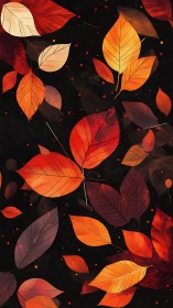 Autumn leaves drift across a dark, glowing night sky.