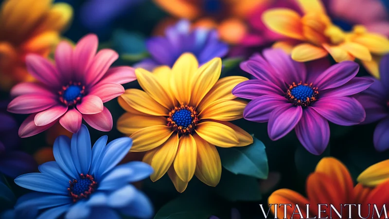 Chromatic Daisy Composite: Multi-Spectrum Petals with Radial Structure