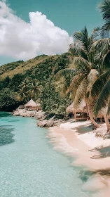 Tropical Beach Resort with Palm Trees and Turquoise Waters