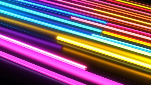 Glowing neon light bars streaming across a dark backdrop.