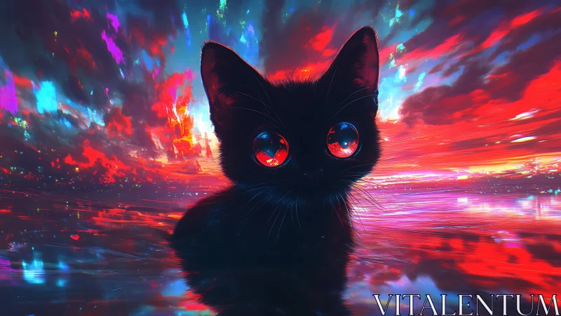 Mystical Feline: Eyes of Cosmic Fire.