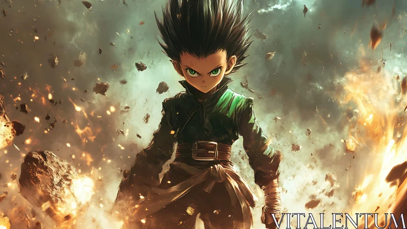 Stormborn prodigy strides through a sky of shattering fire.