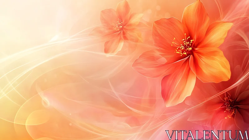 Radiant Blooms Dancing in Warm, Flowing Light.