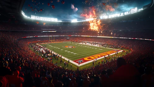 Packed football stadium erupts in fiery night-game celebration