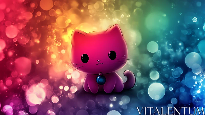 Luminescent Felid Character with Chromatic Gradient Bokeh Environment