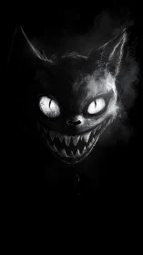 Moonlit demon cat grins wide and chews through the darkness