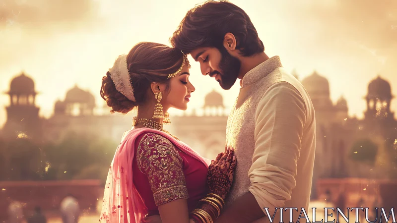 Golden Hour Romance: Indian Wedding Portrait.