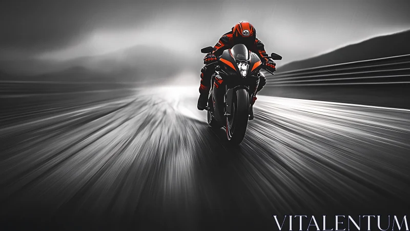 Velocity carves a silver highway as the crimson rider charges