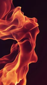 Fluid Flame Abstraction Against Black Background.