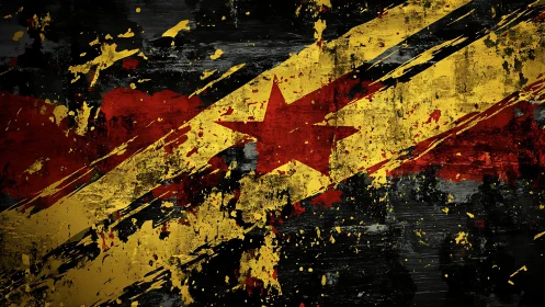 Grunge digital flag abstraction with distressed star geometry.