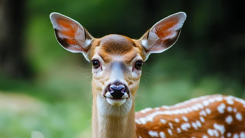 Juvenile white-tailed deer in sharp frontal wildlife portrait