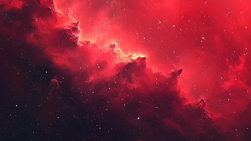Crimson emission nebula rendered in high-contrast digital space art