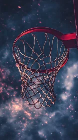 Celestial hoop dreams ignite above a cosmic storm sky.