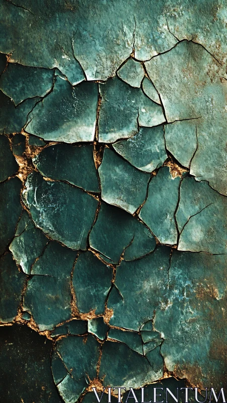 Cracked teal painted wall surface with weathered texture.