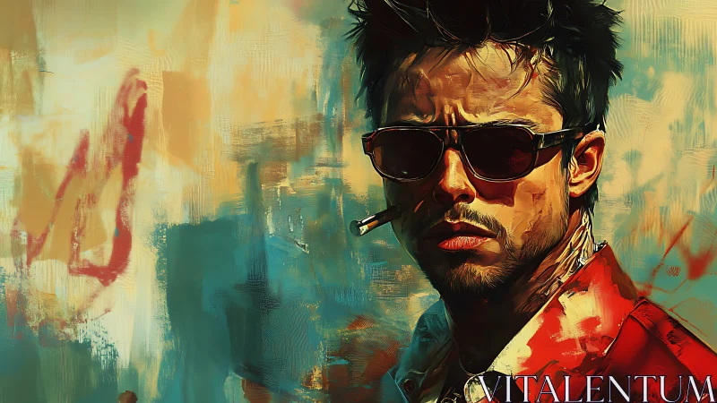 Cool rebel portrait bathed in bold, expressive color tones.