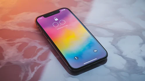 Premium smartphone displaying vibrant gradient lock screen interface design