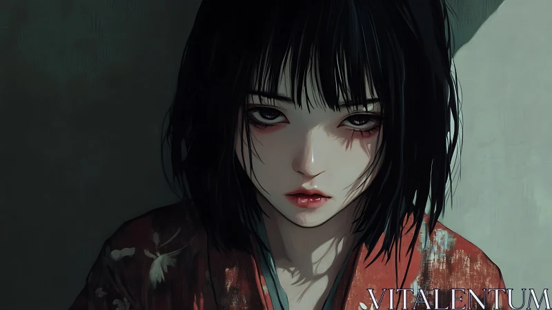 Digital painting portrait with cinematic chiaroscuro focus.