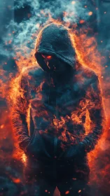 Digital painting of hooded fire entity with cinematic lighting.
