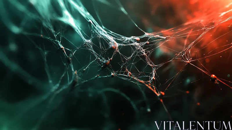 Abstract neural network connections in glowing digital web style.